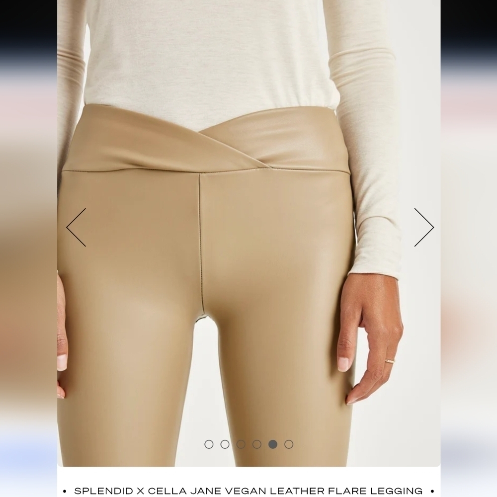 Splendid x Cella Jane Vegan Leather Flare Legging L Beige Festive Urban Hipster - Picture 5 of 6